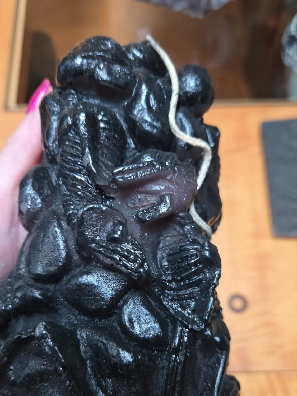 Black Sculpted Naughty Skeletons  Candle Trio